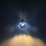 Enjoy Tiffany Style Mini Hanging Lamp Blue Stained Glass Baroque Style EP0618