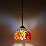 Enjoy Tiffany Style Mini Hanging Lamp Stained Glass Rose Flowers EP0803-B