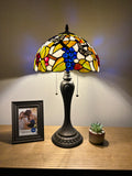 Enjoy Tiffany Style Table Lamp Butterfly Grape Stained Glass Vintage H22*W12 Inch ET1271