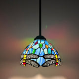 Enjoy Tiffany Style Mini Hanging Lamp Blue Stained Glass Dragonfly EP0801