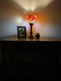 Tiffany Style torch table lamp stained glass Rose Flowers included LED bulb H15*W6 in