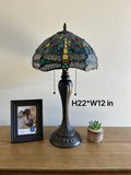 Enjoy Tiffany Style Table Lamp Dragonfly Green Blue Stained Glass ET1211