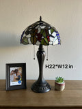 Enjoy Tiffany Style Table Lamp Butterfly Grape Stained Glass Vintage H22*W12 Inch ET1271