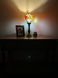 Tiffany Style torch table lamp stained glass Rose Flowers included LED bulb H15*W6 in