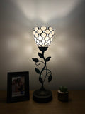 Tiffany Style torch table lamp White Stained Glass USB ports included LED bulb H20*W6 in