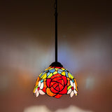 Enjoy Tiffany Style Mini Hanging Lamp Stained Glass Rose Flowers EP0803-B