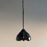 Enjoy Tiffany Style Mini Hanging Lamp Blue Stained Glass Dragonfly EP0801