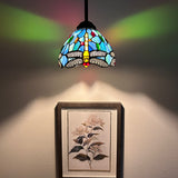 Enjoy Tiffany Style Mini Hanging Lamp Blue Stained Glass Dragonfly EP0801