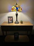 Enjoy Tiffany Style Table Lamp Butterfly Grape Stained Glass Vintage H22*W12 Inch ET1271