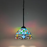 Enjoy Tiffany Style Mini Hanging Lamp Blue Stained Glass Dragonfly EP0801