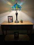 Enjoy Tiffany Style Table Lamp Dragonfly Green Blue Stained Glass ET1211