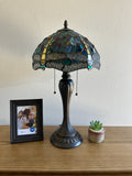 Enjoy Tiffany Style Table Lamp Dragonfly Green Blue Stained Glass ET1211