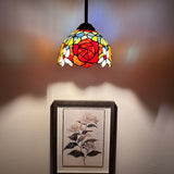 Enjoy Tiffany Style Mini Hanging Lamp Stained Glass Rose Flowers EP0803-B