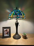 Enjoy Tiffany Style Table Lamp Dragonfly Green Blue Stained Glass ET1211