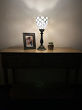 Tiffany Style torch table lamp white Stained Glass Crystal Beans included LED bulb