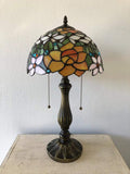 Enjoy Tiffany Style Table Lamp Stained Glass Rose Flowers Vintage H22*W12 Inch ET1204-A