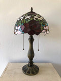 Enjoy Tiffany Style Table Lamp Stained Glass Rose Flowers Vintage H22*W12 Inch ET1204-A