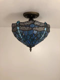 Tiffany Style Ceiling Lamp Dragonfly Blue EP1208