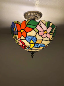 Tiffany Style Ceiling lamp Hummingbird Flowers EP1258