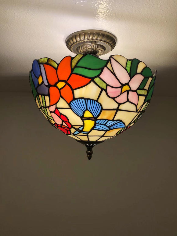 Tiffany Style Ceiling lamp Hummingbird Flowers EP1258