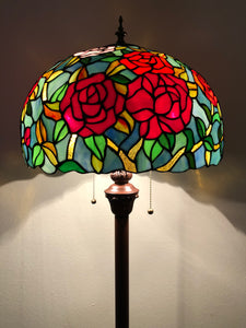 Enjoy Tiffany Style Floor Lamp Stained Glass Rose flowers EF1614