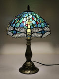 Tiffany style table lamp Green Blue Stained Glass Dragonfly ET1210