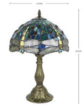 Tiffany style table lamp Green Blue Stained Glass Dragonfly ET1210