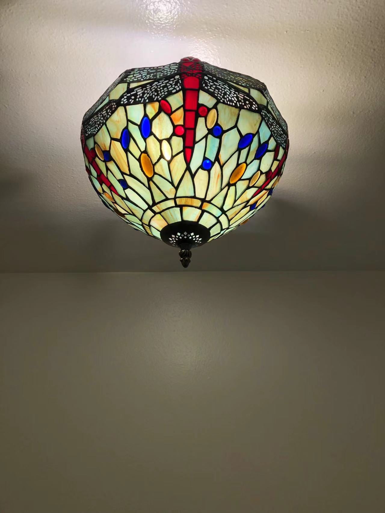 Tiffany Style Ceiling Lamp Dragonfly