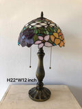 Enjoy Tiffany Style Table Lamp Stained Glass Rose Flowers Vintage H22*W12 Inch ET1204-A